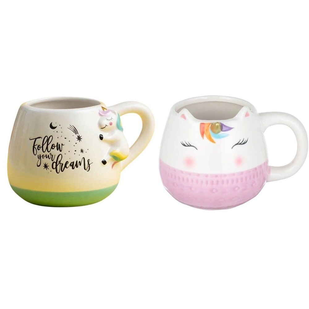 LCW Home Set of 2 Unicorn Theme Ceramic Mugs